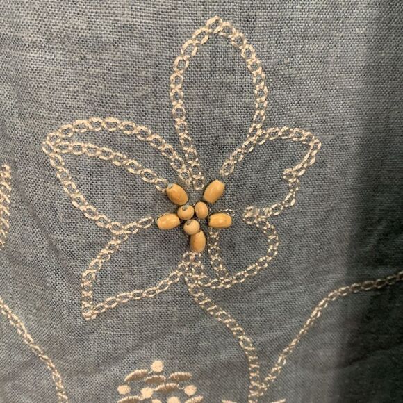 Vintage linen blend floral embroidered summer shift maxi dress cottage core - Picture 7 of 7